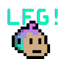 a pixel art of a person with the word lfg written above it .