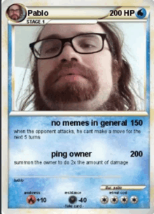 a pokemon card with pablo on it