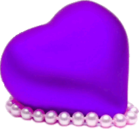 a purple heart is surrounded by white pearls