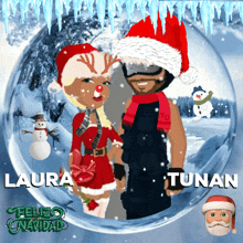 a picture of a man and a woman with the name laura and tunan