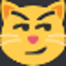 a pixel art of a cat 's face with a pink nose