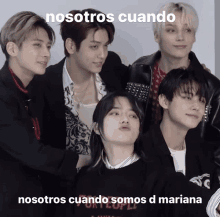 a group of young men posing for a picture with the caption nosotros cuando