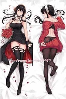 a girl in a black dress and red sweater is laying on a pillow on a bed .