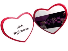 a pair of heart shaped sunglasses that say uhh #girboss on them