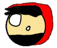 a cartoon drawing of a person with a red hood on their head