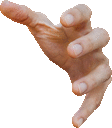 a close up of a person 's hand pointing to the right