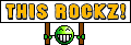 a sign that says this rockz with a green smiley face