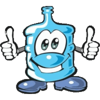 a cartoon drawing of a bottle of water giving two thumbs up