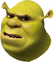 a close up of shrek 's face with a very angry look on his face .