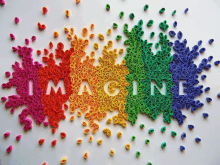 the word imagine is made out of colorful paper