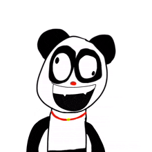 a cartoon panda bear with a red collar