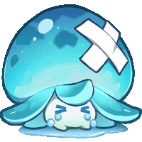 a blue jellyfish with a white bandage on its head