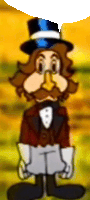 a cartoon character with a top hat and a mustache