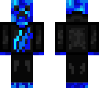 a minecraft skin of a blue creeper wearing a black shirt