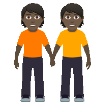 a couple of cartoon characters holding hands with one wearing a yellow shirt