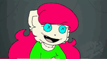 a cartoon drawing of a girl with pink hair and blue eyes with the words kitty channel at the bottom