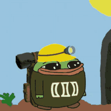 a cartoon of a frog wearing a hard hat with the letter ii on his chest