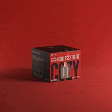 a black and red box with the word cozy on it