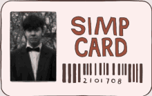 a simp card has a picture of a man in a tuxedo