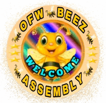 a sticker that says ofw beez welcome assembly with a bee on it