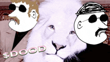 a cartoon of a man and a lion with the word dood written on the bottom