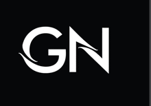 a white letter gn is on a black background