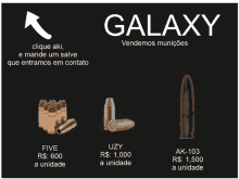 an advertisement for galaxy bullets shows bullets of different types