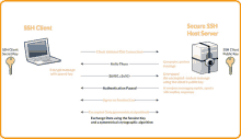 a diagram of a secure ssh host server and ssh client