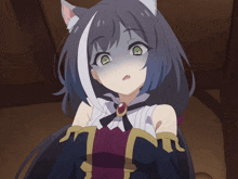 a girl with a cat ear is making a shocked face