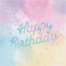 a happy birthday card with a watercolor background and confetti