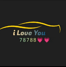 a black background with a yellow line that says i love you 78888