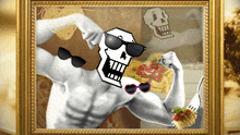 a picture of a man with sunglasses and a skull on his head