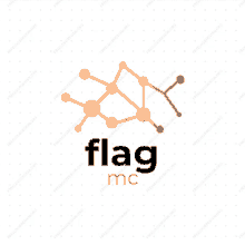 a logo for flag mc with a molecule design