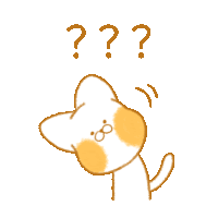 a drawing of a cat with three question marks above it 's head