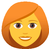 a woman 's face with red hair and a smile on her face