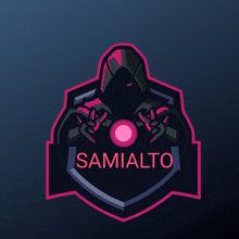 a logo for samialto shows a person in a hood