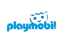 the playmobil logo has a smiling face on it