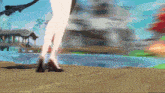 a woman 's legs are shown in a video game scene