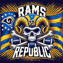 a rams republic logo with a ram 's skull and crossbones