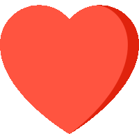 a red heart on a white background with a shadow behind it