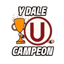 a cartoon drawing of a person holding a trophy with the words `` ydale campeon '' written on it .