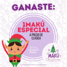 a purple circle with a picture of an elf and the words ganaste