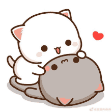 a cartoon drawing of two cats hugging each other