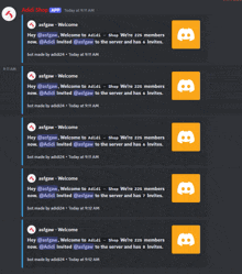 a screenshot of a discord app that says ' adidi shop app ' at the top
