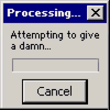 a computer screen that says processing failed damn not given and a close button