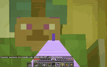 a screenshot of a minecraft game shows a purple staircase