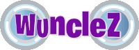 a logo for wunclez in purple letters on a white background