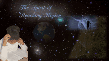 the spirit of reaching higher is written in blue on a dark background