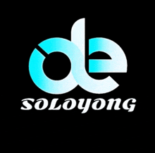 a blue and white logo for soloyong with a black background