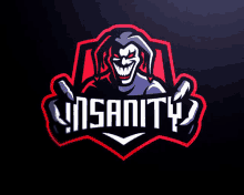 a logo for insanity with a joker and the word insanity